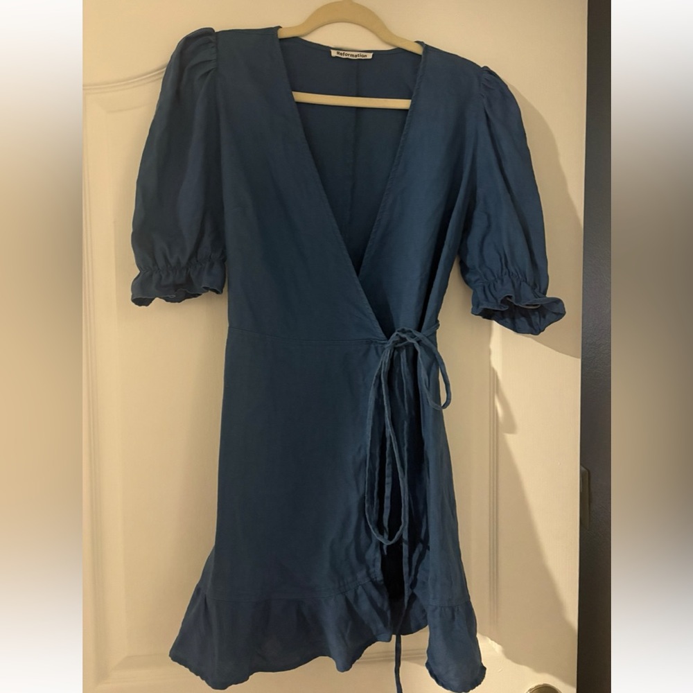 Reformation Deep Blue Mini Dress